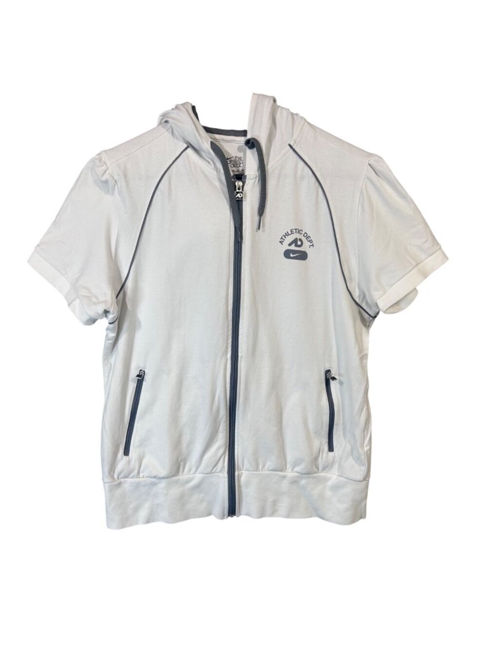 Nik Athletic Women's White Short-Sleeve Hoodie Jacket With Zipper XL 16-18 GUC